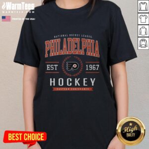 Alt Text: Nice Philadelphia Flyers Hockey Legacy Crest Ladies Tee featuring a stylish design and team logo.