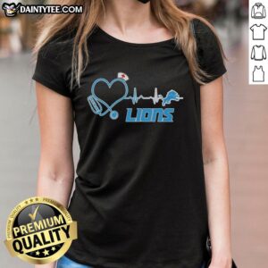 Alt Text: Nice Detroit Lions Nurse Lover Heartbeat Baseball Ladies Tee featuring a stylish design for football and nursing fans.