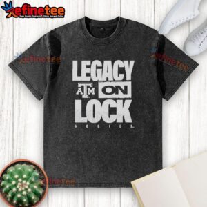 Alt Text: Premium Texas A&M Aggies NCAA 2026 Legacy On Lock Logo Washed T-Shirt in maroon, showcasing team spirit and style.