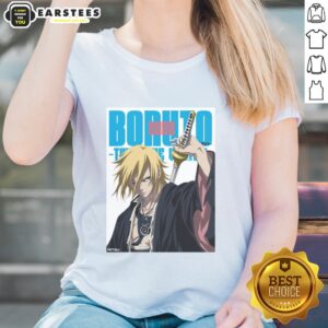 Stylish ladies' tee featuring Boruto Part 2: Two Blue Vortex design, perfect for anime fans and casual wear.