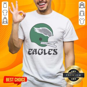 Alt Text: Awesome Philadelphia Eagles football logo showcased on a big helmet t-shirt, perfect for fans and game day attire.