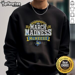 Alt Text: Premium McNeese State Cowboys 2026 men's basketball March Madness sweatshirt in navy blue, featuring team logo and graphics.