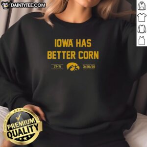 Alt Text: Awesome Iowa Basketball 2026 sweatshirt featuring a fun corn design, perfect for Iowa fans and supporters.