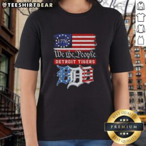 Top We The People Detroit Tigers X American Since 1776 ladies tee showcasing patriotic sports apparel design.