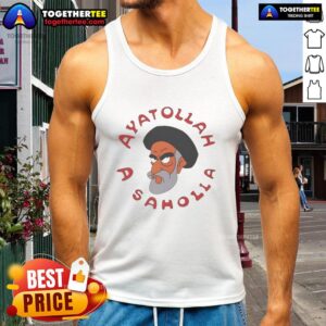 Alt Text: Official Simpsons Ayatollah A Saholia tank top featuring vibrant graphics and iconic character design.