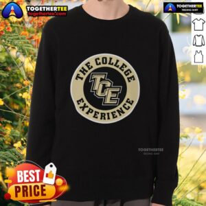 Awesome The College Experience TCE logo sweatshirt featuring vibrant design and comfortable fit for college students.