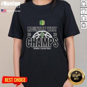 Good Colorado State Rams Mountain West Championship women's basketball tee featuring team colors and logo design.