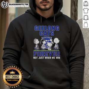 Top The Peanuts Geelong Cats Forever hoodie showcasing team spirit and loyalty, perfect for fans not just when we win.