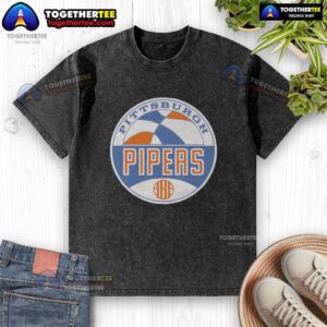 Good Aba Pittsburgh Pipers logo washed t-shirt featuring the iconic basketball team design in vibrant colors.