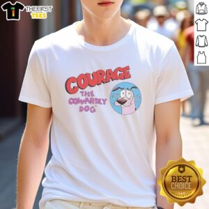 Pretty Courage The Cowardly Dog Cartoon T-Shirt featuring vibrant colors and a playful design of Courage.