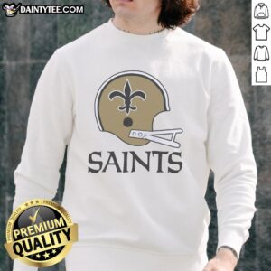 Awesome New Orleans Saints football logo featured on a big helmet sweatshirt, perfect for fans and casual wear.