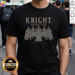Good Knight Coffee Club T-Shirt featuring a whimsical design perfect for coffee lovers and night owls.