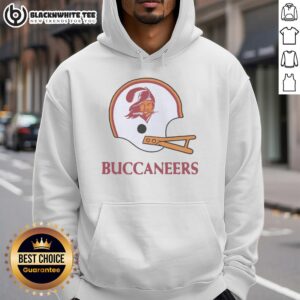 Alt Text: Top Tampa Bay Buccaneers football logo displayed on a big helmet hoodie, perfect for fans and game day attire.