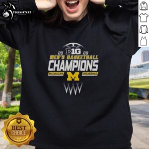 Premium Michigan Wolverines 2026 Big Ten Men's Basketball Champions Sweatshirt in navy blue, showcasing team pride.