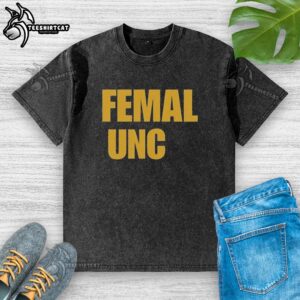 Original Kelsey Female UNC Washed T-Shirt in light blue, featuring the University of North Carolina logo on the front.