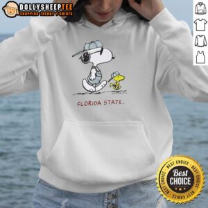 Awesome Peanuts Florida State University hoodie featuring Snoopy and Woodstock design for fans and students.