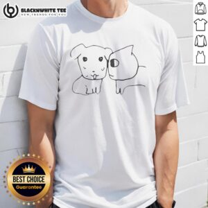Awesome Cute Dog and Cat Best Friends T-Shirt featuring a playful design of a dog and cat together.