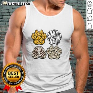 Stylish animal print tank top featuring cute paw designs, perfect for casual wear and animal lovers.