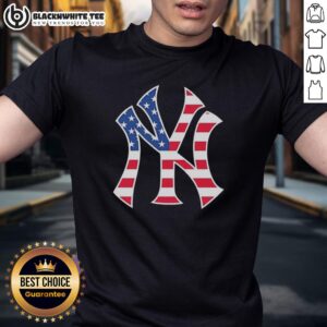 Alt Text: Awesome New York Yankees Military Appreciation T-Shirt in red, white, and blue, showcasing patriotic team spirit.