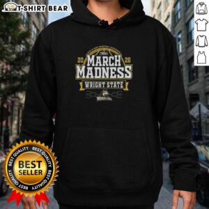 2026 Wright State Raiders Men's Basketball March Madness hoodie featuring team colors and logo for fans.