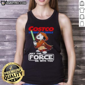 Cute Snoopy Costco Wholesale tank top featuring 'May the Force Be With You' design, perfect for casual wear.