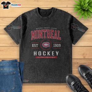 Official Montreal Canadiens Hockey Legacy Crest Washed T-Shirt featuring iconic team logo and vintage style design.