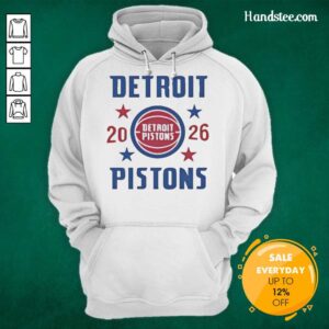 Premium Detroit Pistons Playoffs 26 Stars Hoodie featuring team logo and vibrant design for fans and sports enthusiasts.