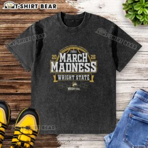 2026 Men's Basketball March Madness washed t-shirt featuring Nice Wright State Raiders logo and design.