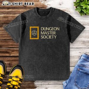 Alt Text: Top Dungeon Master Society washed t-shirt featuring a vibrant design perfect for tabletop game enthusiasts.