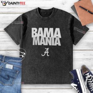 Good Bama Mania Alabama Crimson Tide washed t-shirt featuring bold team logo, perfect for fans and casual wear.