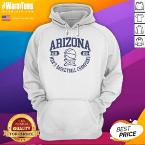 Alt Text: Premium Arizona Wildcats White Summit Sportswear hoodie celebrating Big 12 2026 Men's Basketball Champions.