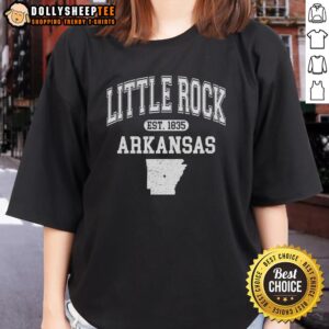 Top Little Rock Arkansas Est 1835 Varsity Ladies Tee showcasing a stylish design in Arkansas state pride.