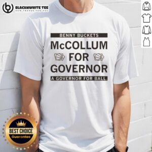 Awesome Benny Buckets McCollum for Governor T-Shirt, promoting a campaign for a governor for all, vibrant design.