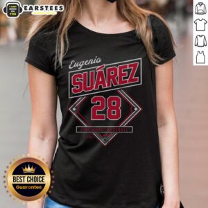 Alt Text: Awesome Eugenio Suarez Classic Diamond Ladies Tee featuring stylish design and comfortable fit for baseball fans.