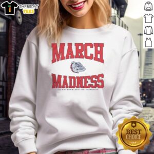 Top Gonzaga Bulldogs March Madness 2026 NCAA Women's Basketball Championship sweatshirt in navy with team logo.