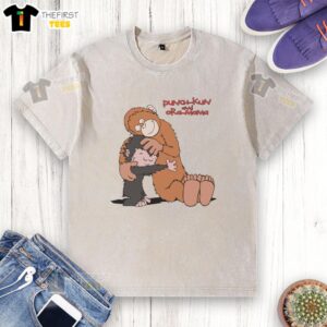 Alt Text: Cute Punch Kun and Ora Mama design on a washed t-shirt, featuring vibrant colors and playful graphics.