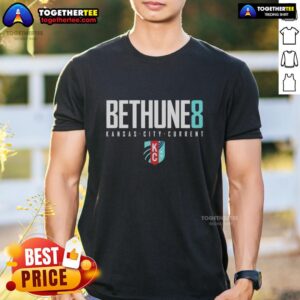 Nice Croix Bethune 8 Kansas City Current Elite T-Shirt featuring vibrant colors and team logo, perfect for fans.