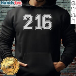 Alt Text: Official Cleveland Ohio Area Code 216 hoodie in black, showcasing iconic design for local pride and style.