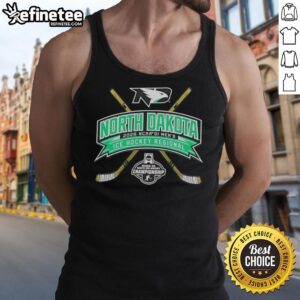 Alt Text: Original North Dakota Fighting Hawks 2026 NCAA Division I Men's Ice Hockey regional tank top in vibrant green.
