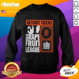 Alt Text: Premium Detroit Tigers Grapefruit League Spring Training 2026 Sweatshirt in navy blue with logo and baseball graphics.