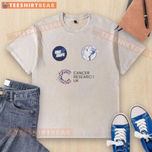 Alt Text: Hot Chat With Chaps Millwall FC and Cancer Research UK washed t-shirt featuring vibrant design and logo.