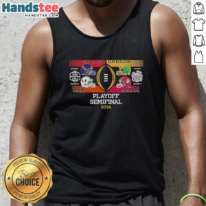 2026 College Football Playoff Semifinal Matchups tank top featuring Ole Miss, Oregon, Miami, and Indiana teams.