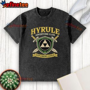 Premium Hyrule Adventure Club Explorers Guild washed t-shirt featuring iconic Legend of Zelda graphics and design.