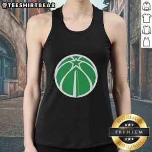 Alt Text: Premium Washington Wizards white logo tank top for St. Patrick's Day, featuring a stylish design perfect for fans.