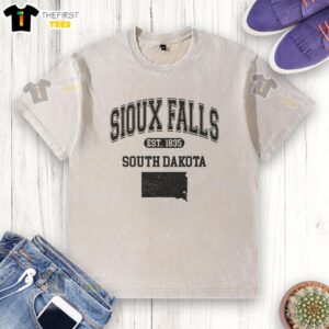 Premium Sioux Falls South Dakota Est 1835 Varsity Washed T-Shirt in a stylish design, perfect for casual wear.
