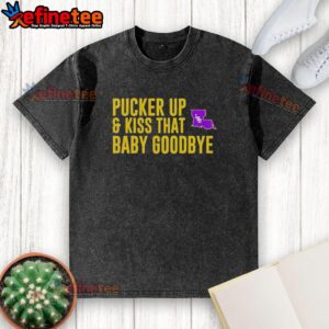 Alt Text: Original LSU Pucker Up and Kiss That Baby Goodbye washed t-shirt in vibrant colors, perfect for fans and casual wear.