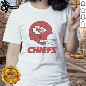 Alt Text: Hot Kansas City Chiefs football logo on a big helmet, featured on a stylish ladies' tee for fans and fashion lovers.