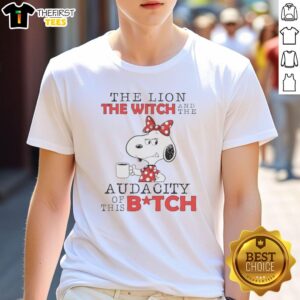 Premium Snoopy The Lion The Witch And The Audacity Of This Bitch T-Shirt featuring a playful graphic design.