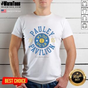 Alt Text: Vintage 1995 UCLA Nell and John Wooden Court T-shirt featuring Pauley Pavilion Indoor Arena design.