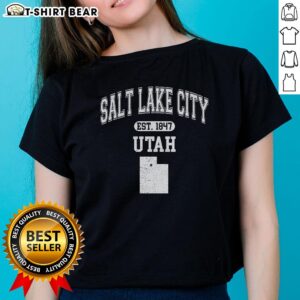 Pretty Salt Lake City Utah Est 1847 Varsity Ladies Tee showcasing a stylish design for fans of Salt Lake City.